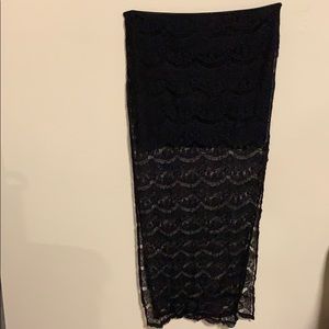 Black high low lace skirt